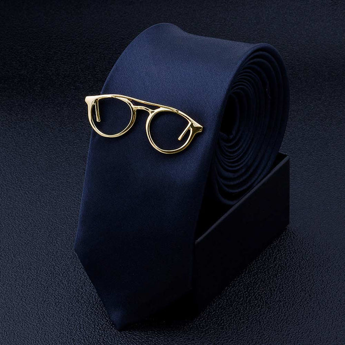 Reading Glasses Tie Clip Gold On Tie Image