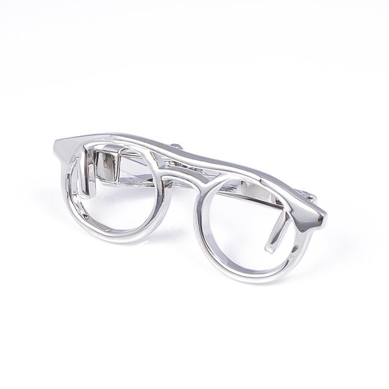 Reading Glasses Tie Clip Silver Angle Image