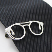 Reading Glasses Tie Clip Silver On Tie Image