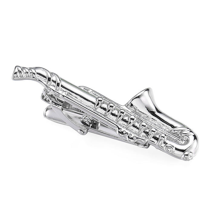 Saxophone Tie Clip Silver Image Top