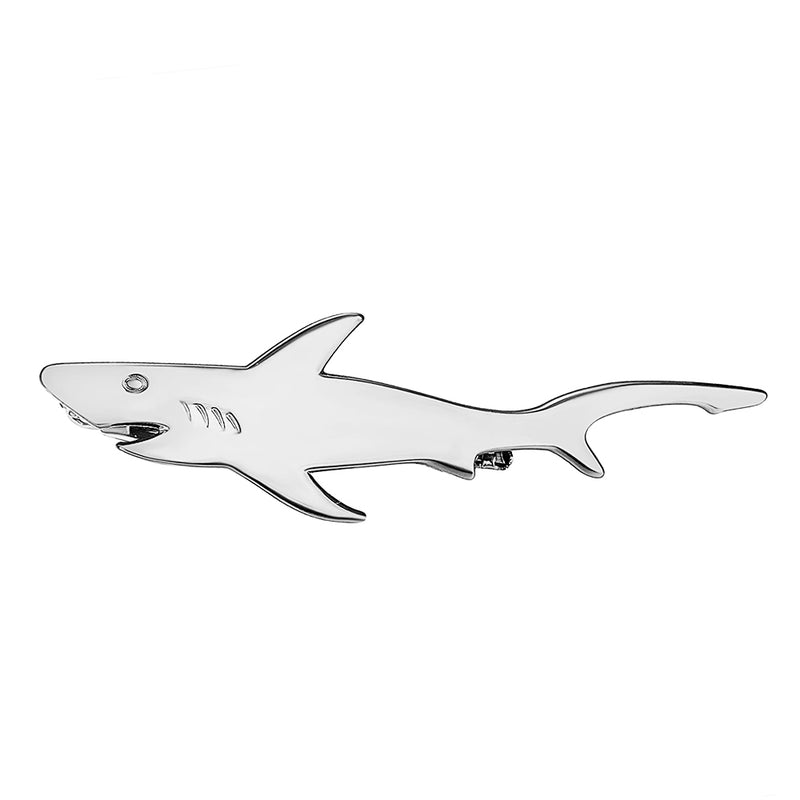 Shark Tie Clip Silver Front Flat