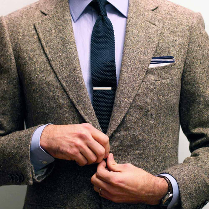 Silver Tie Clip Short On Tie Image