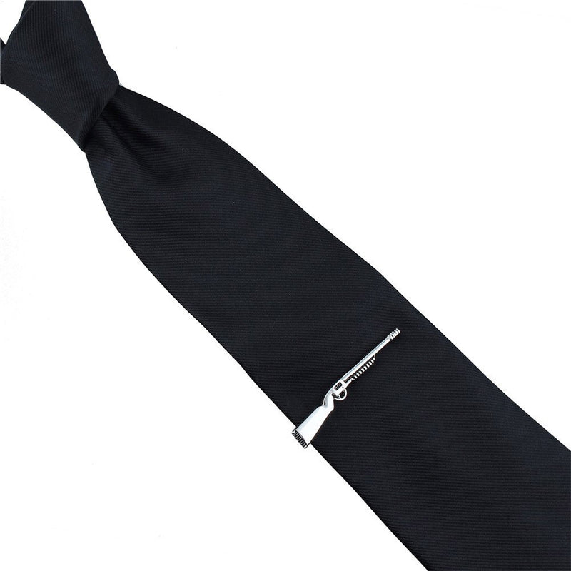 Rifle Gun Tie Clip Silver Image On Tie