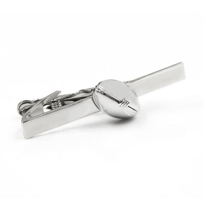 Rugby Ball Tie Clip Silver Side