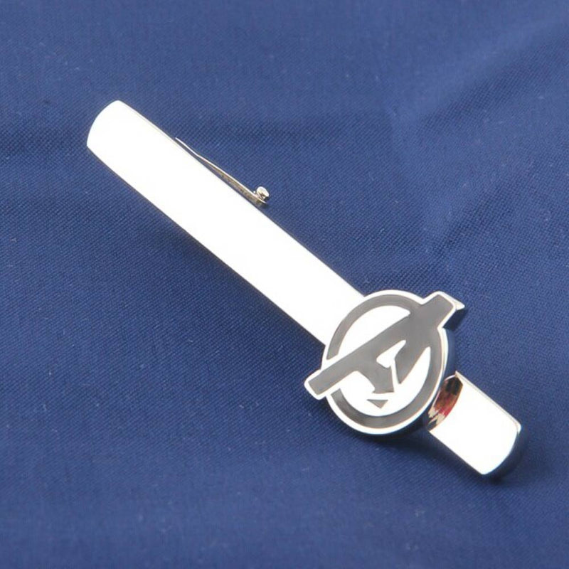 Avengers Tie Clip Silver Superhero Image Side