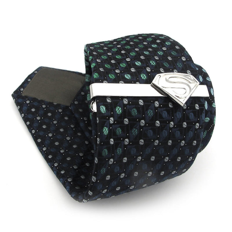 Silver Superman Tie Clip Superhero On Tie
