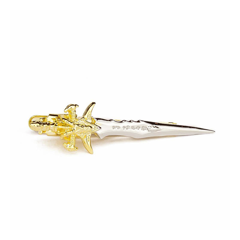Medieval Sword Tie Clip Silver & Gold Front