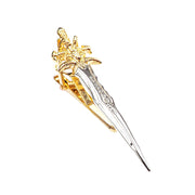 Medieval Sword Tie Clip Silver & Gold Top