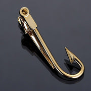 Fish Hook Tie Clip Gold For men Black Background