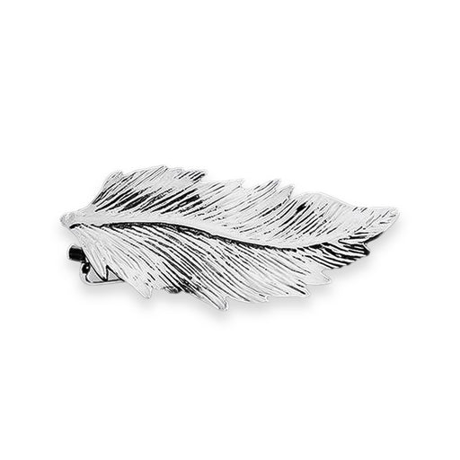 Leaf Tie Clip Large Silver On White