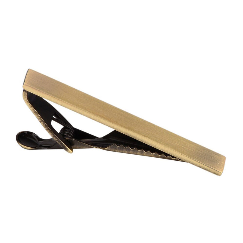 Brushed Tie Clip Vintage Bronze Medium Length Side View