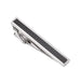Medium Length Silver Tie Clip With Black Patterned Centre High Quality Top View