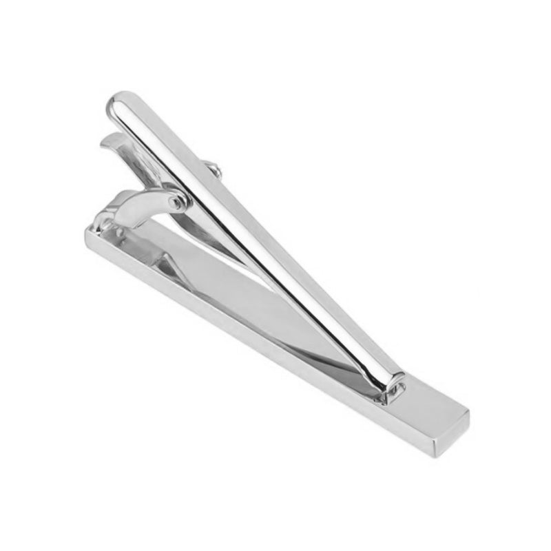 Tie Clip - Medium HQ Inlay Centre (Silver & Maroon)