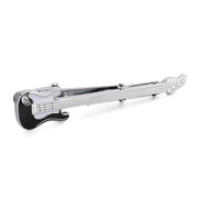 Electric Guitar Tie Clip Silver And Black Front Image