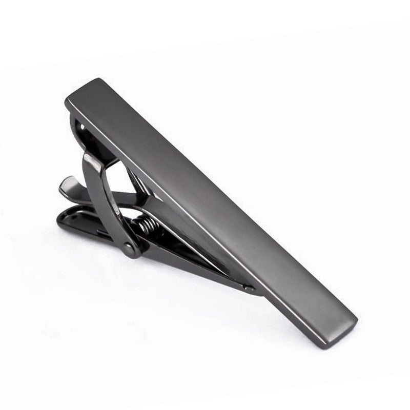 Flat Short Gunmetal Black Tie Clip