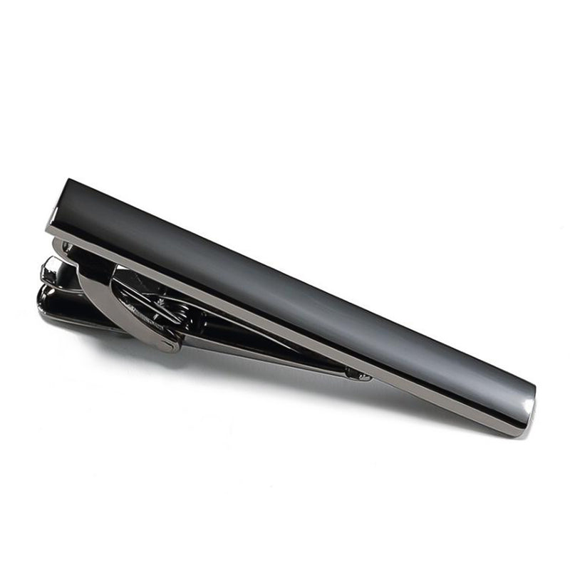 Gunmetal Black Tie Clip Glossy Medium-Length For Men Top