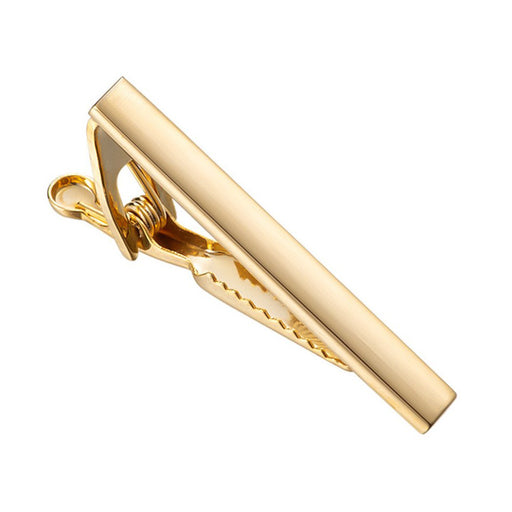 Short Thin Tie Clip Gold Top View