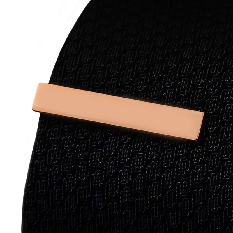 Short Wide Rose Gold Tie Clip On Tie