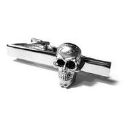 Skull Tie Clip Silver Head Front