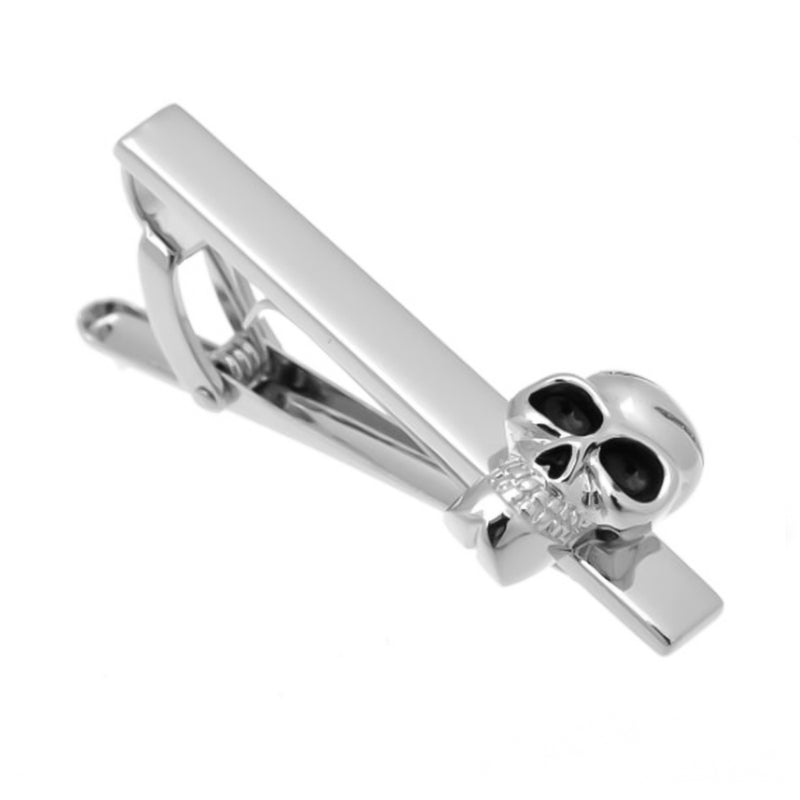 Skull Tie Clip Silver Head Top
