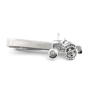 Farm Tractor Tie Clip Silver Front