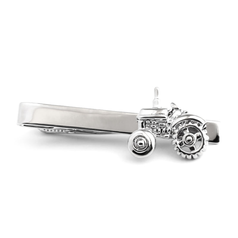 Farm Tractor Tie Clip Silver Front