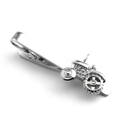 Farm Tractor Tie Clip Silver Top