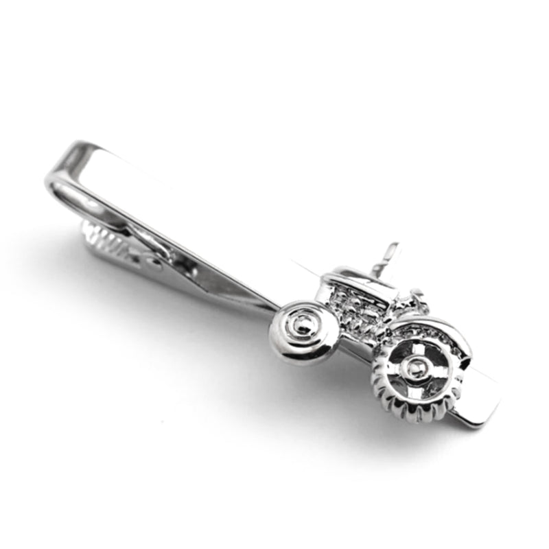 Farm Tractor Tie Clip Silver Top
