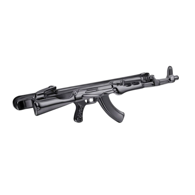 Machine Gun Tie Clip AK-47 Gunmetal Black Front View