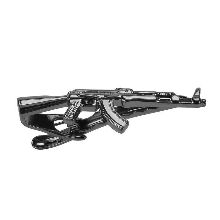 Machine Gun Tie Clip AK-47 Gunmetal Black Top View