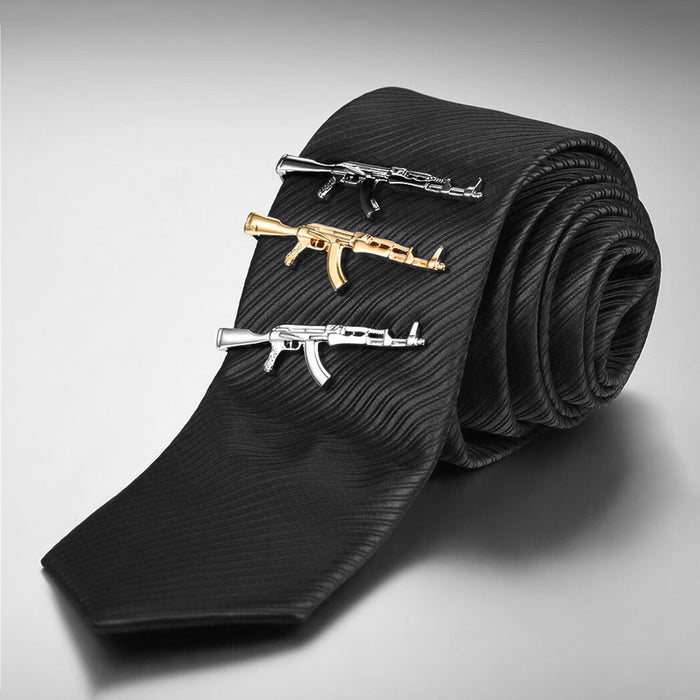 Tie Clip - Weapon AK-47 Machine Gun (Gunmetal Black)
