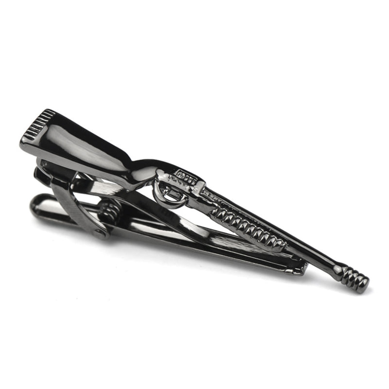 Rifle Gun Tie Clip Gunmetal Black Top View
