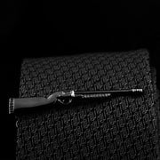 Rifle Gun Tie Clip Gunmetal Black On Tie