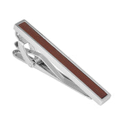 Dark Wood Tie Clip Silver Side View