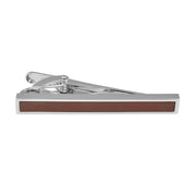 Dark Wood Tie Clip Silver Front View