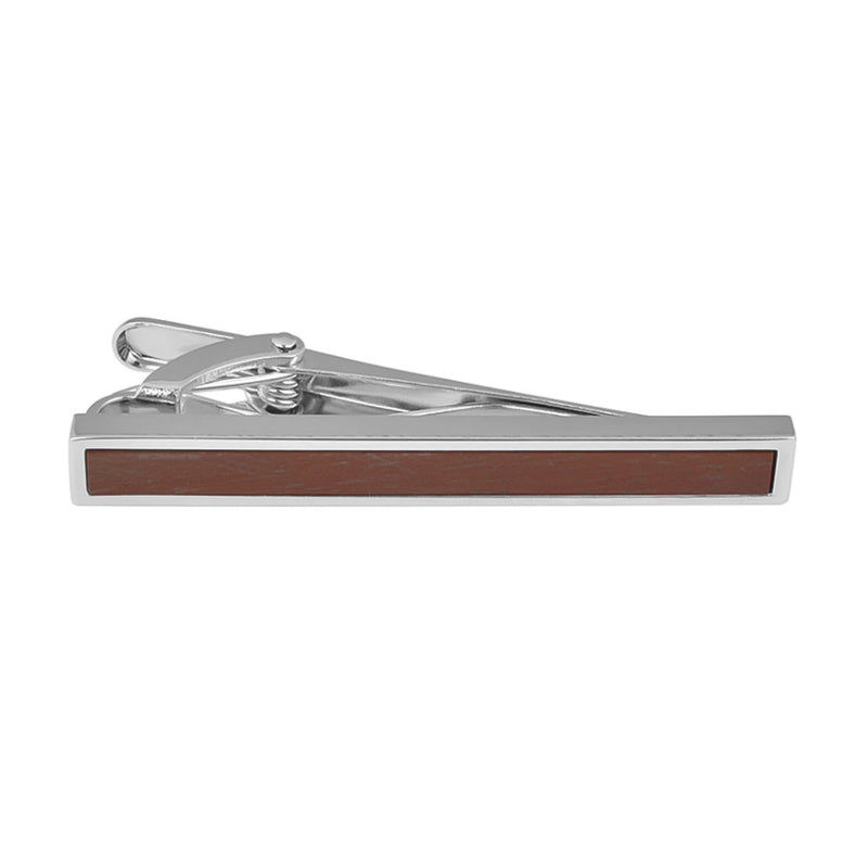 Dark Wood Tie Clip Silver Front View
