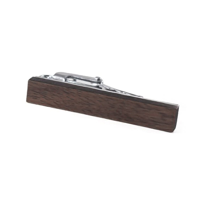 Dark Brown Wood Tie Clip Short Front