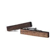 Dark Brown Wood Tie Clip Short Display
