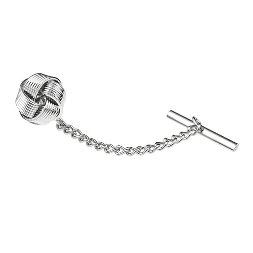 Multi-Twist Knot Tie Tack Silver Chain Top