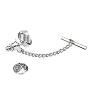 Multi-Twist Knot Tie Tack Silver Chain Side