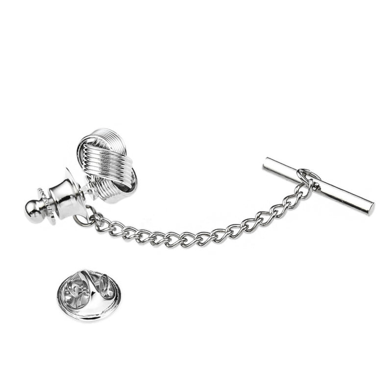 Multi-Twist Knot Tie Tack Silver Chain Side