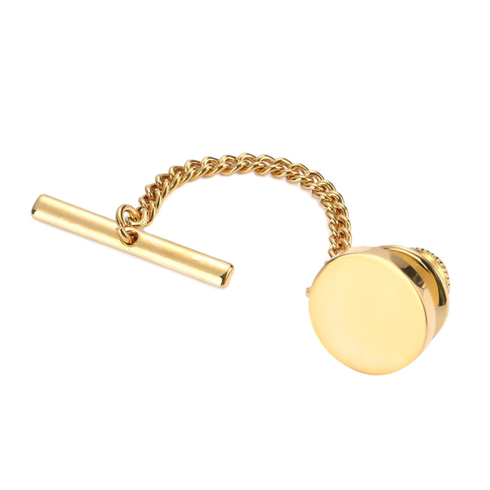 Flat Round Tie Tack Gold Front