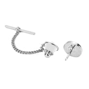 Flat Round Tie Tack Silver Open