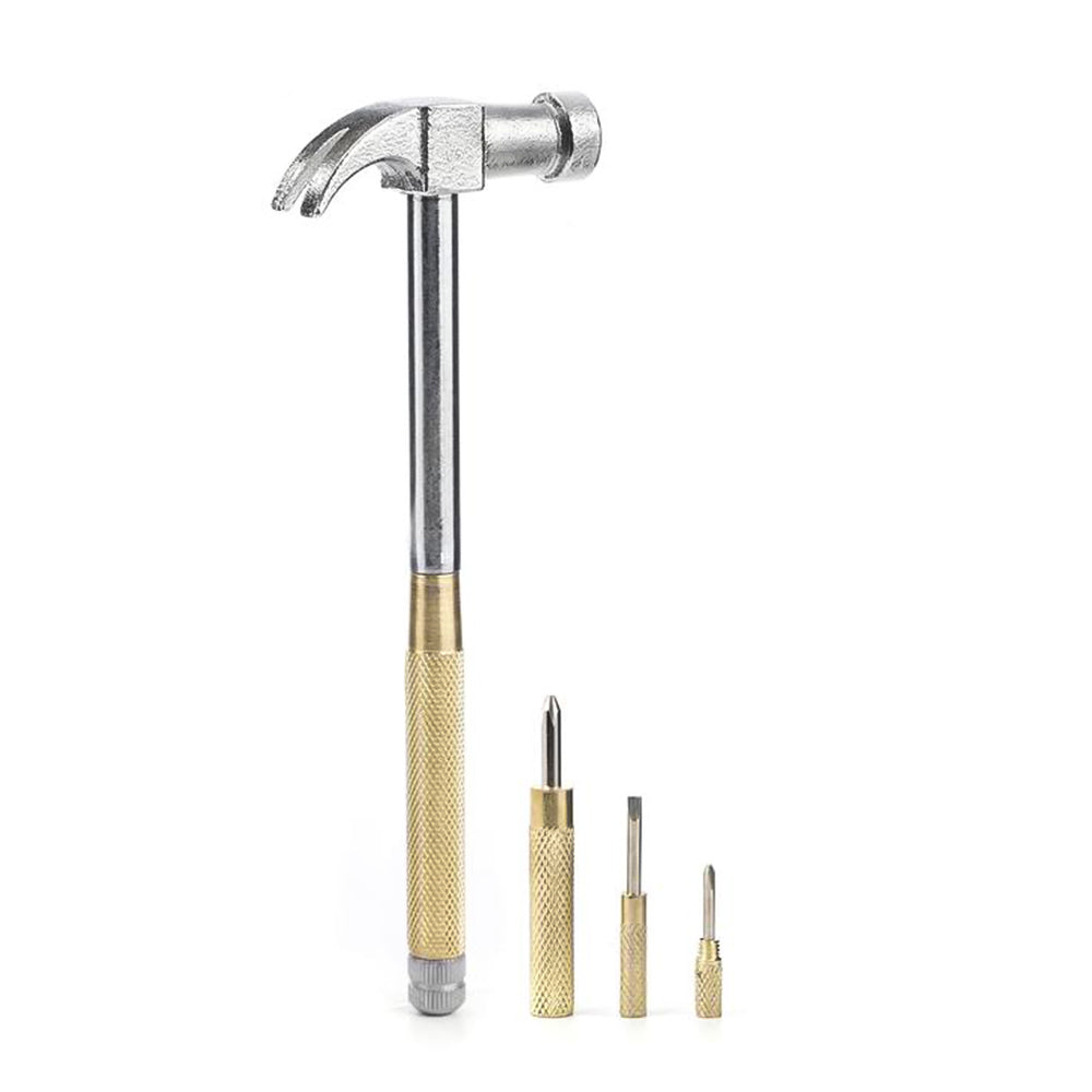 Handy Hammer Tool Kit With Screwdrivers Silver and Gold Front