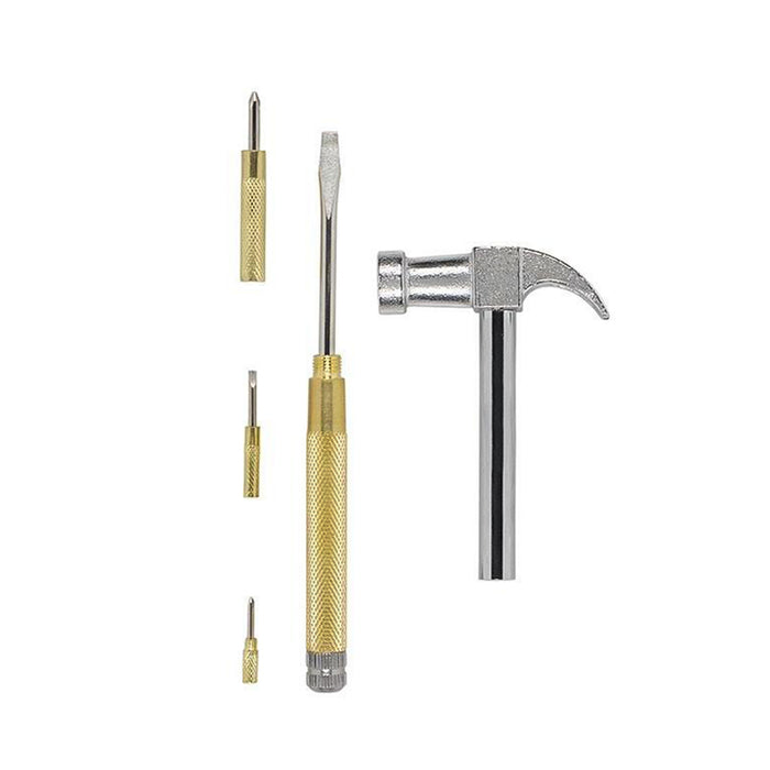 Handy Hammer Tool Kit With Screwdrivers Silver and Gold Full Set