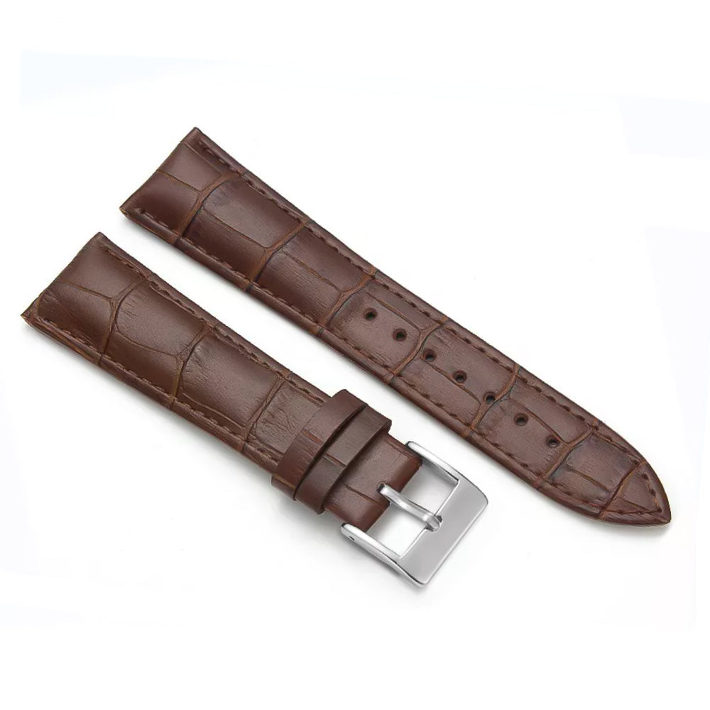 Watch Strap 22mm Brown Crocodile Skin Embossed Pattern (Synthetic Le