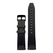 22mm Watch Strap Hybrid Sport Black Genuine Leather and Silicone Bottom View