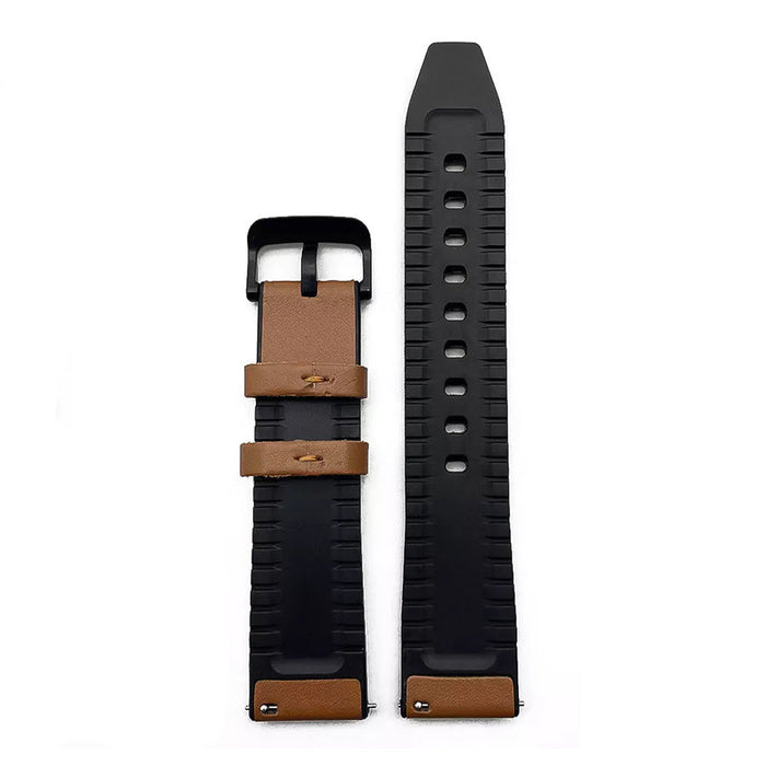 20mm Watch Strap Hybrid Sport Camel Brown Genuine Leather and Silicone Bottom View
