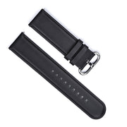 20mm Watch Strap Round Edge Black Genuine Leather Top View