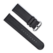 22mm Watch Strap Round Edge Black Genuine Leather Top View